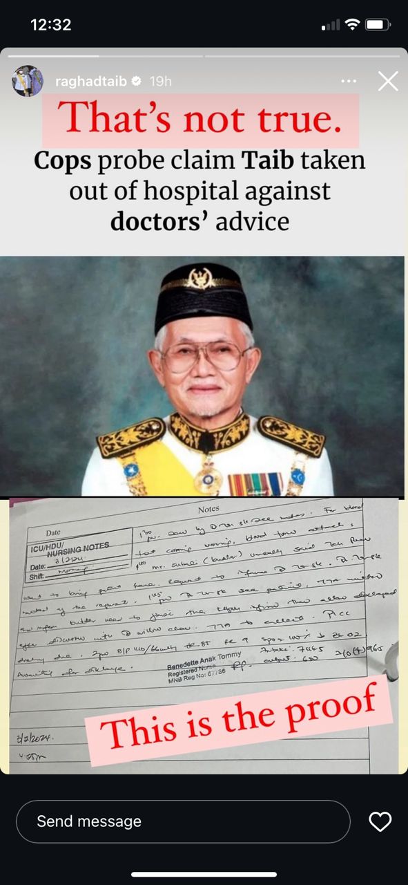 Raghad nafi bawa lari suaminya Taib Mahmud