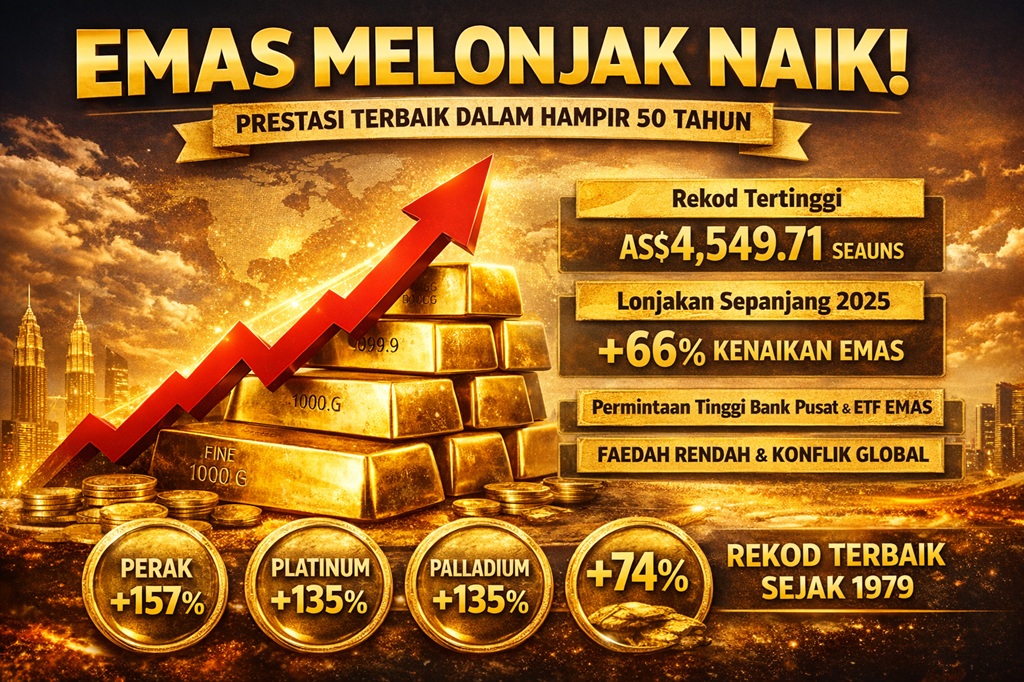 Emas catat lonjakan luar biasa, prestasi terbaik hampir lima dekad