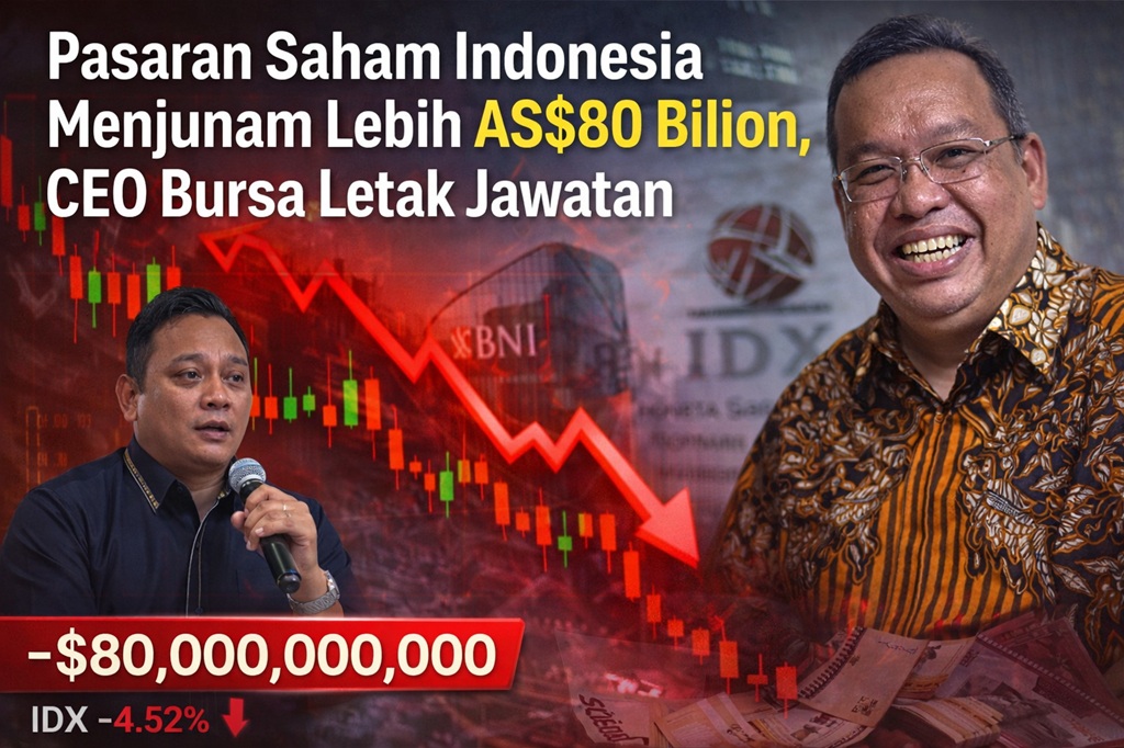 Pasaran Saham Indonesia Menjunam Lebih AS$80 Bilion, CEO Bursa Letak Jawatan